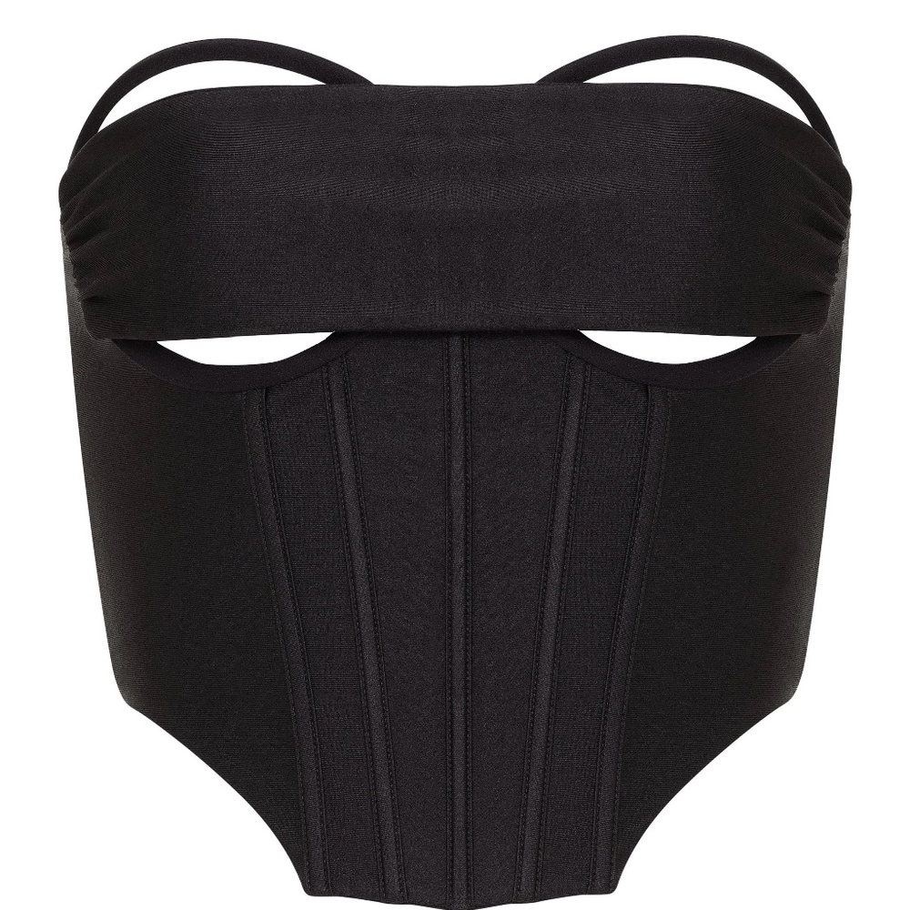 LEAU UMBRA SATIN CORSET TOP - BLACK